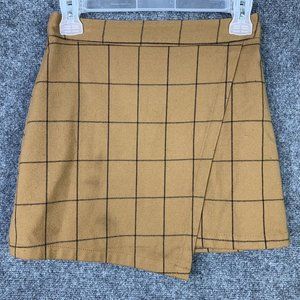 Forever 21 Asymmetrical Mini Skirt Women S Lined Tan Windowpane Preppy